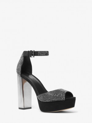 Michael Kors Porter Studded Platform Peep-Toe Pump Sandaler Dam Svarta | JTZIAB034